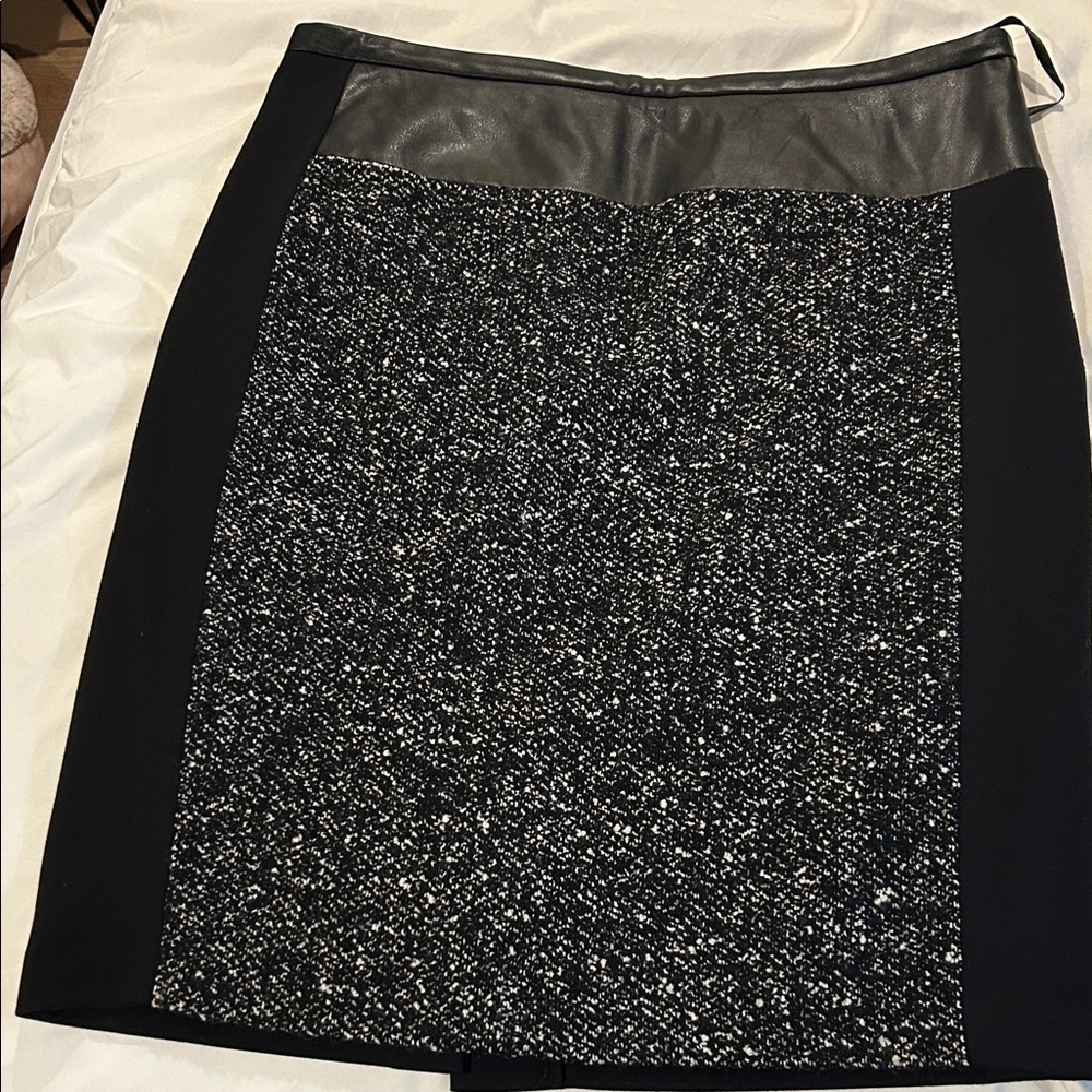 Calvin Klein Collection Black and Gray Tweed Pencil Skirt